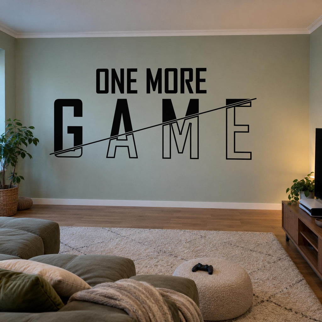 Gaming Wall Decal One More Game, Gamer Room Wall Art, Large Vinyl Lettering, Battlestation Decor