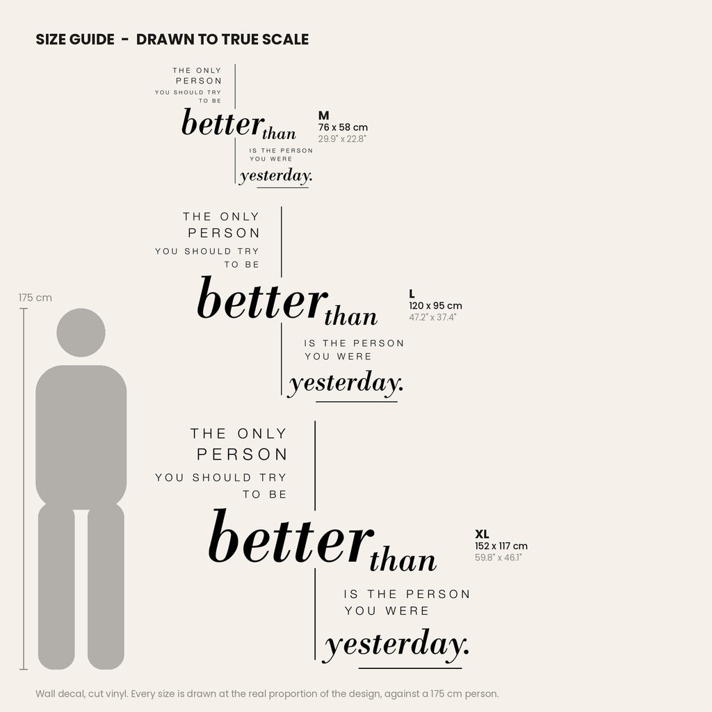 Better Than Yesterday Wall Decal, Home Gym Wall Art, Motivational Quote, Vinyl Lettering