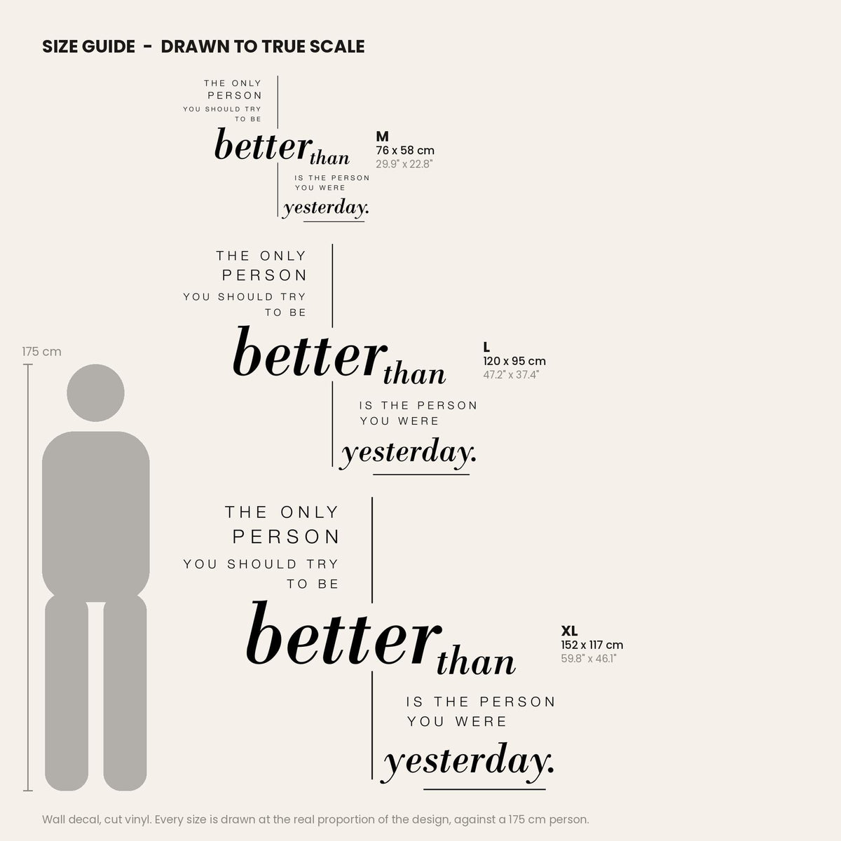 Better Than Yesterday Wall Decal, Home Gym Wall Art, Motivational Quote, Vinyl Lettering