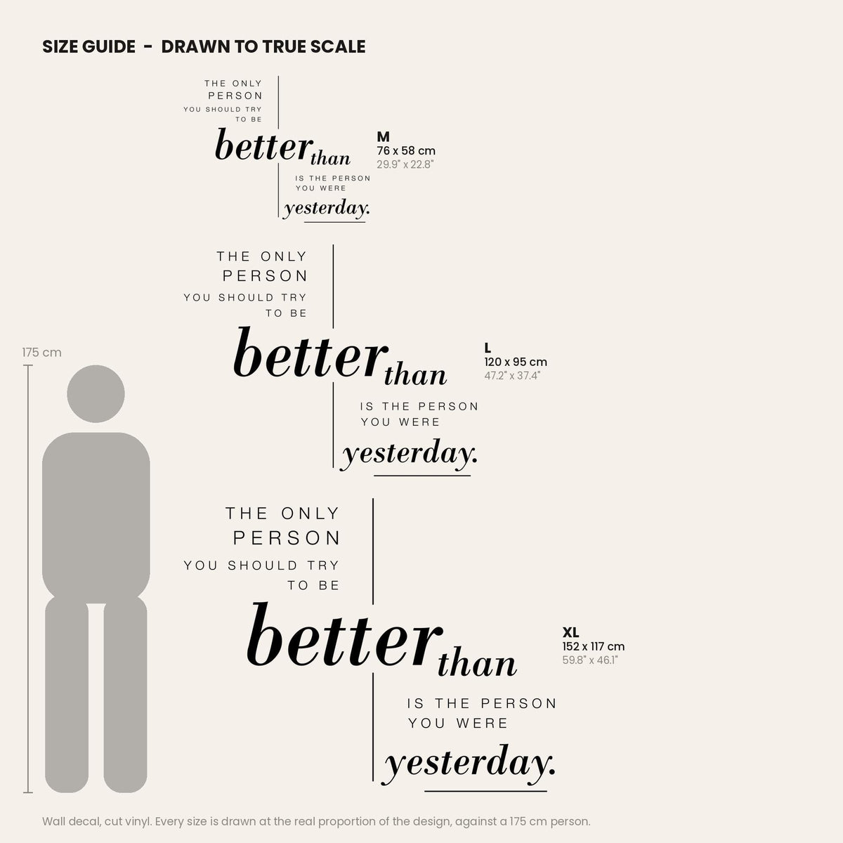 Better Than Yesterday Wall Decal, Inspirational Quote Wall Art, Bedroom Decor, Vinyl Lettering