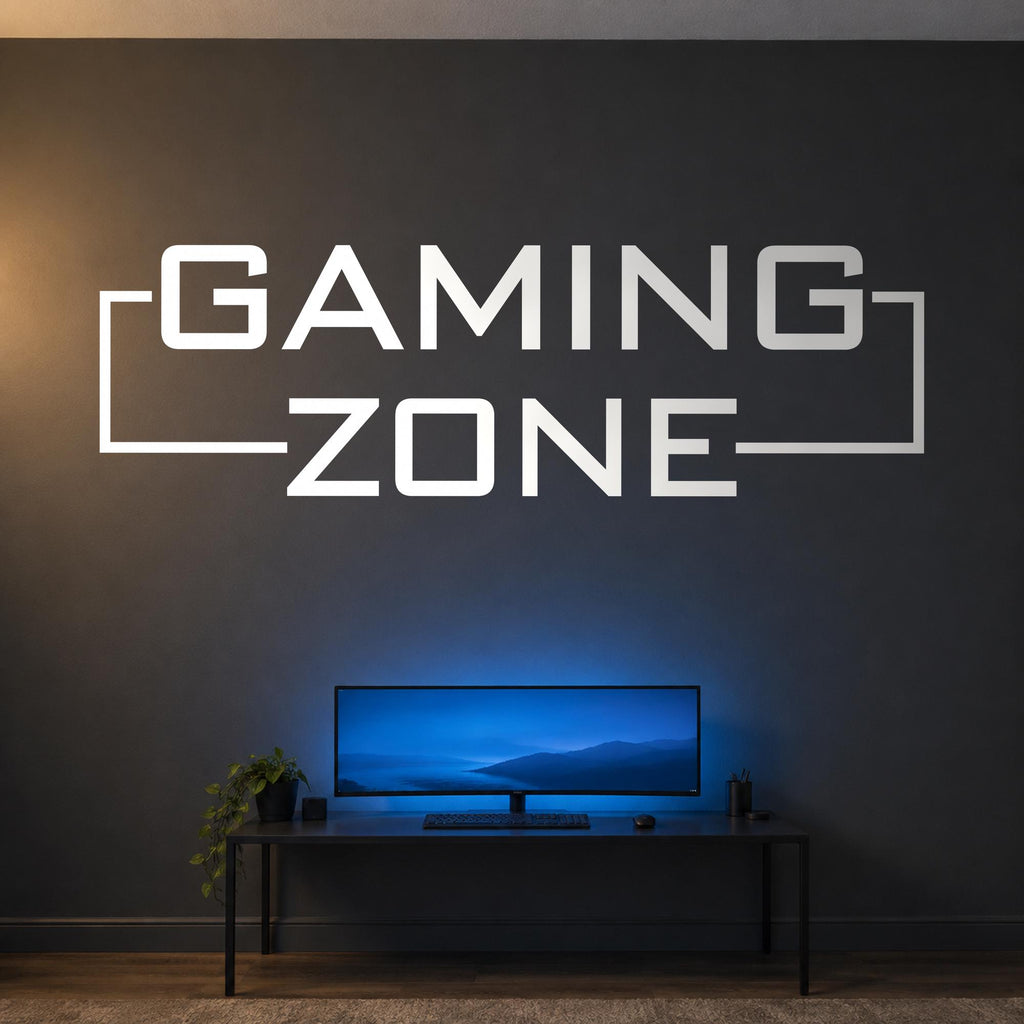 Battlestation Wall Decal Gaming Zone, Wide Gamer Room Banner, Vinyl Lettering, Esports Sign