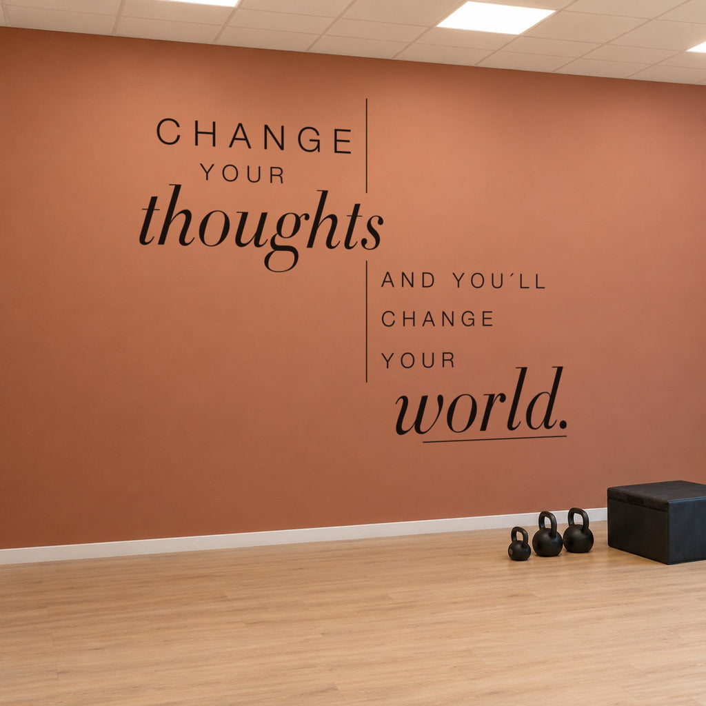 Change Your Thoughts Wall Decal, Mindset Quote Gym Wall Art, Positive Thinking Vinyl Lettering, Home Gym Decor