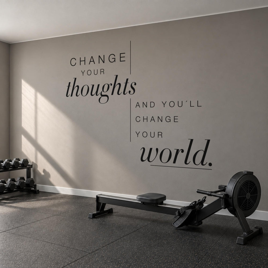 Change Your Thoughts Wall Decal, Mindset Quote Gym Wall Art, Positive Thinking Vinyl Lettering, Home Gym Decor
