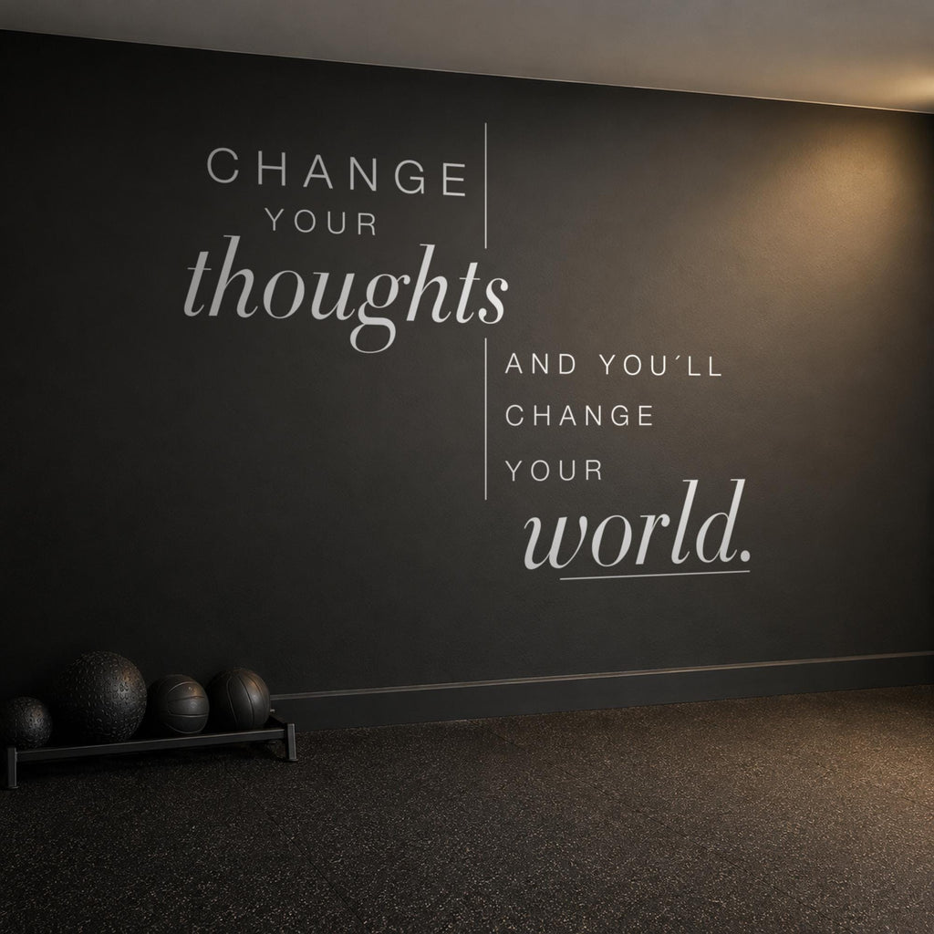 Change Your Thoughts Wall Decal, Mindset Quote Gym Wall Art, Positive Thinking Vinyl Lettering, Home Gym Decor