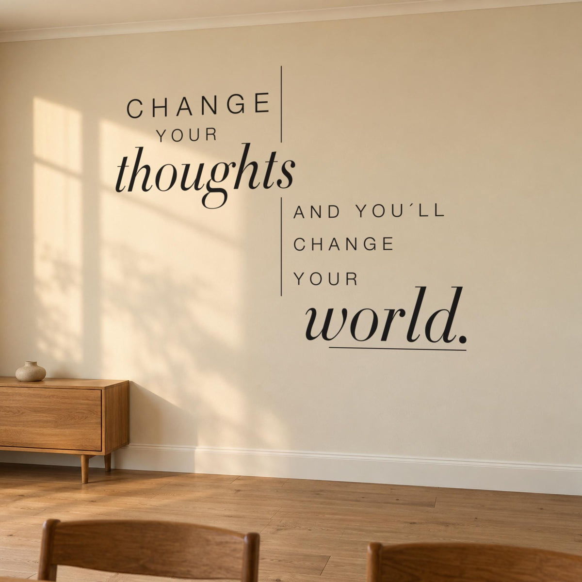 Change Your Thoughts Wall Decal, Inspirational Quote Wall Art, Bedroom Script Decor, Vinyl