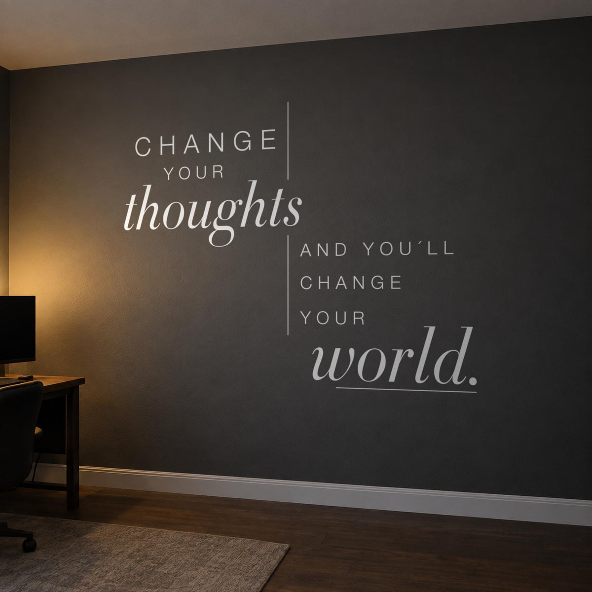 Change Your Thoughts Wall Decal, Growth Mindset Office Decor, Coworking Wall Quote, Vinyl