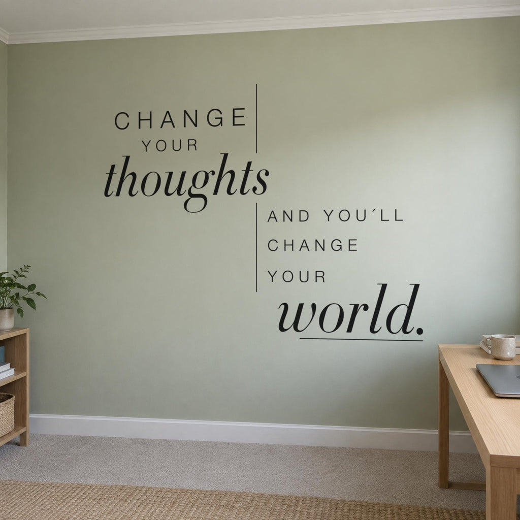 Change Your Thoughts Wall Decal, Growth Mindset Office Decor, Coworking Wall Quote, Vinyl