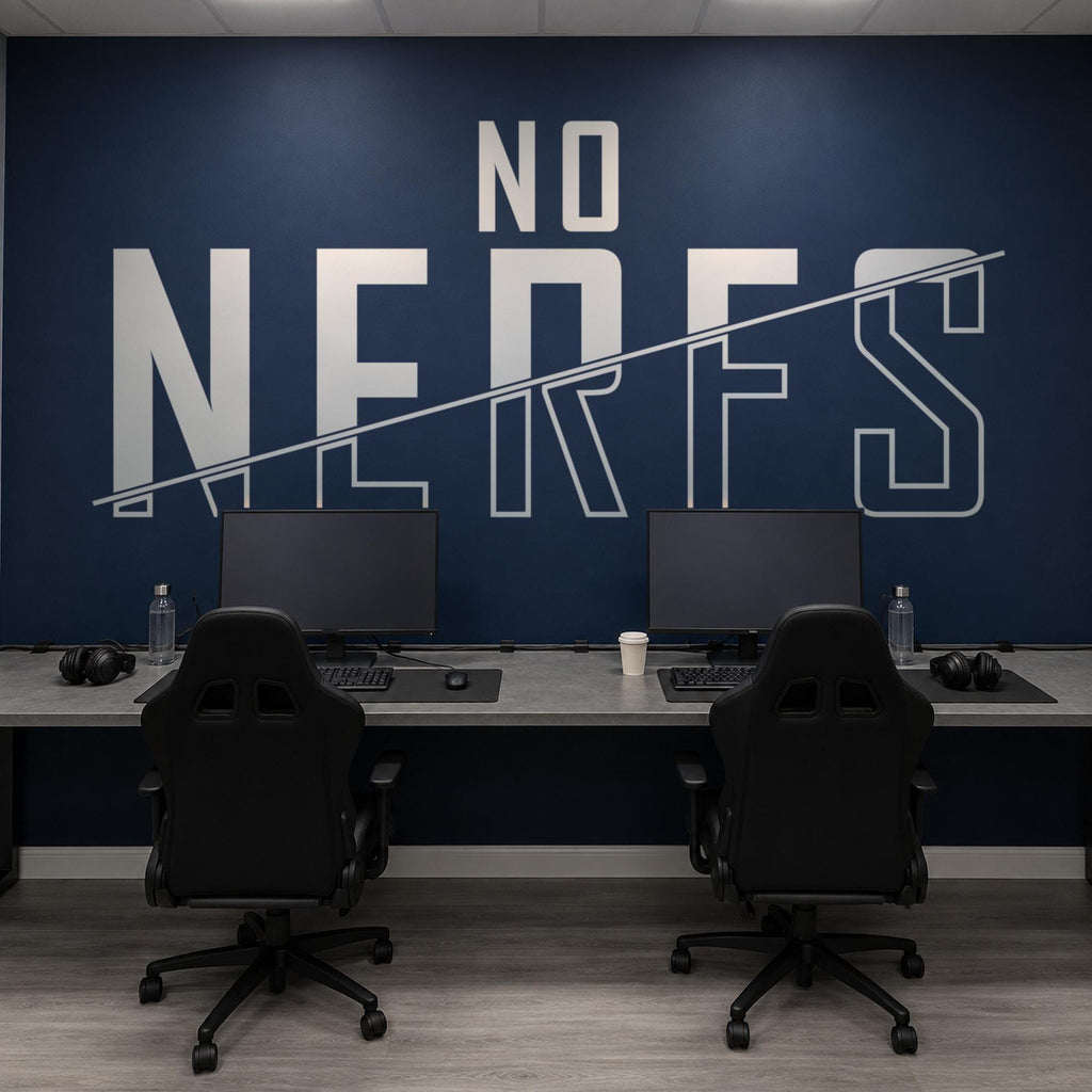No Nerfs Wall Decal, Competitive Gamer Decor, Esports Room Sign, Vinyl Wall Quote