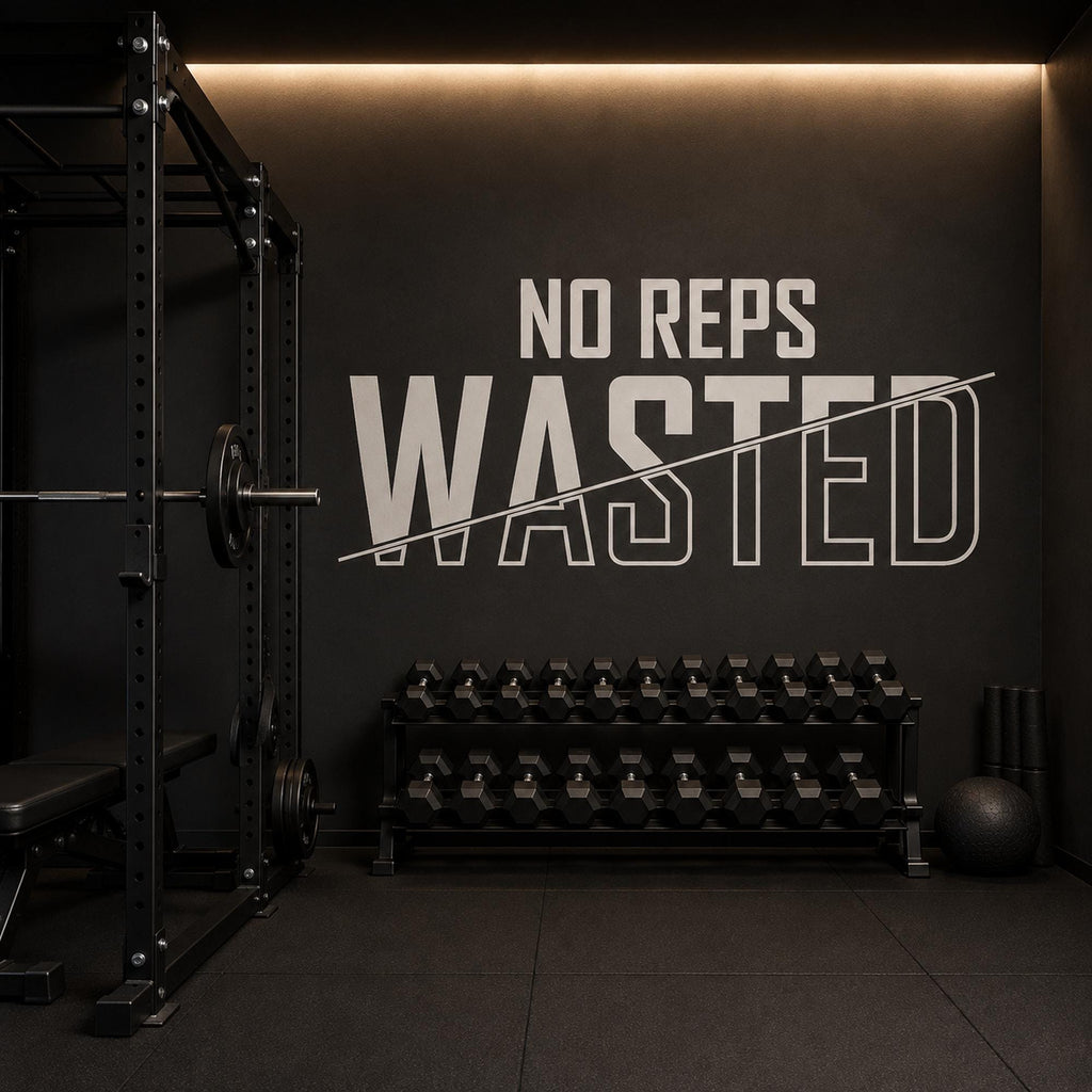 No Reps Wasted Wall Decal, Lift Heavy Gym Sign, Bodybuilding Wall Art, Basement and Garage Gym Vinyl Lettering