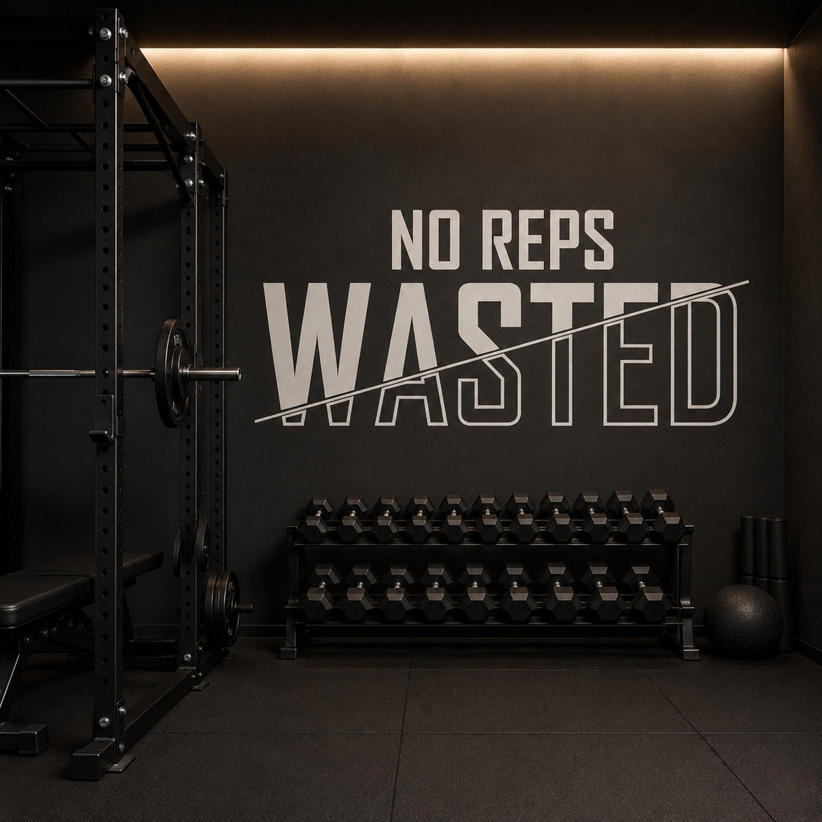 No Reps Wasted Wall Decal, Lift Heavy Gym Sign, Bodybuilding Wall Art, Basement and Garage Gym Vinyl Lettering