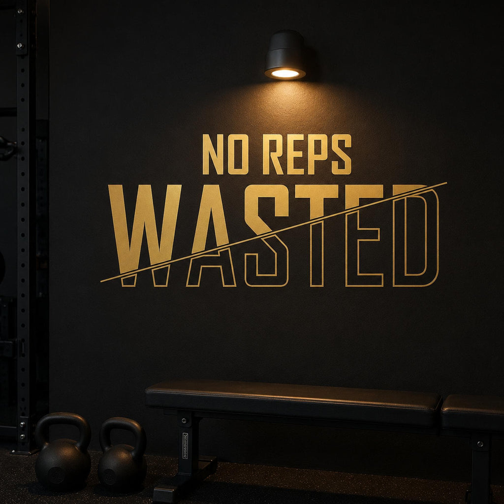 No Reps Wasted Wall Decal, Lift Heavy Gym Sign, Bodybuilding Wall Art, Basement and Garage Gym Vinyl Lettering