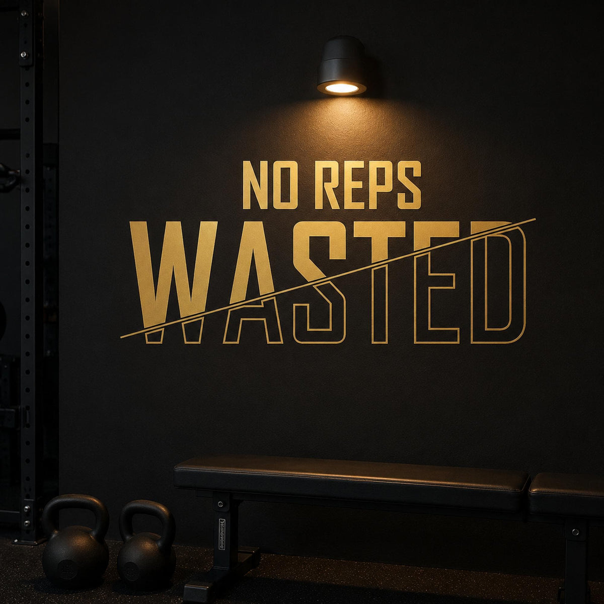 No Reps Wasted Wall Decal, Lift Heavy Gym Sign, Bodybuilding Wall Art, Basement and Garage Gym Vinyl Lettering