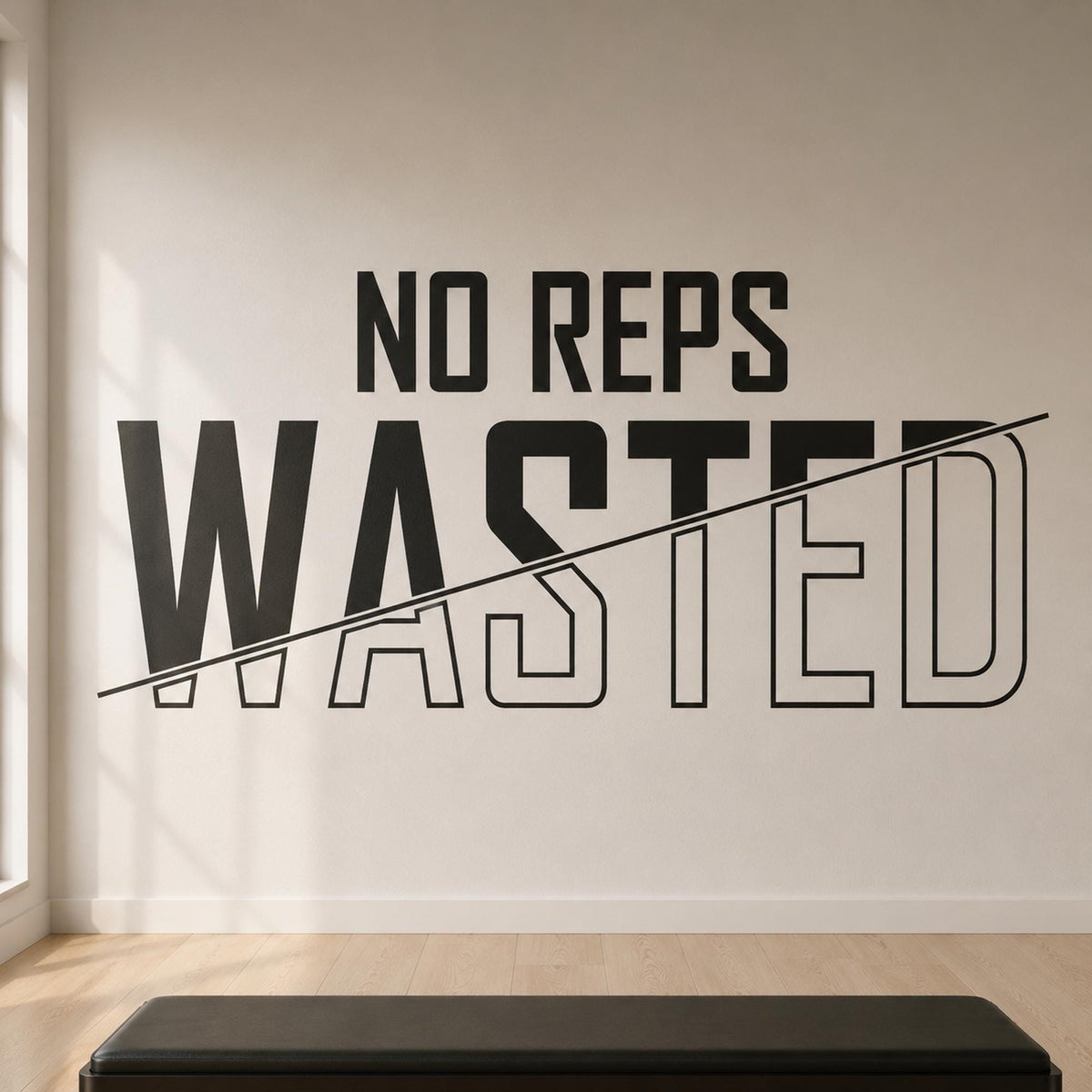 No Reps Wasted Wall Decal, Lift Heavy Gym Sign, Bodybuilding Wall Art, Basement and Garage Gym Vinyl Lettering
