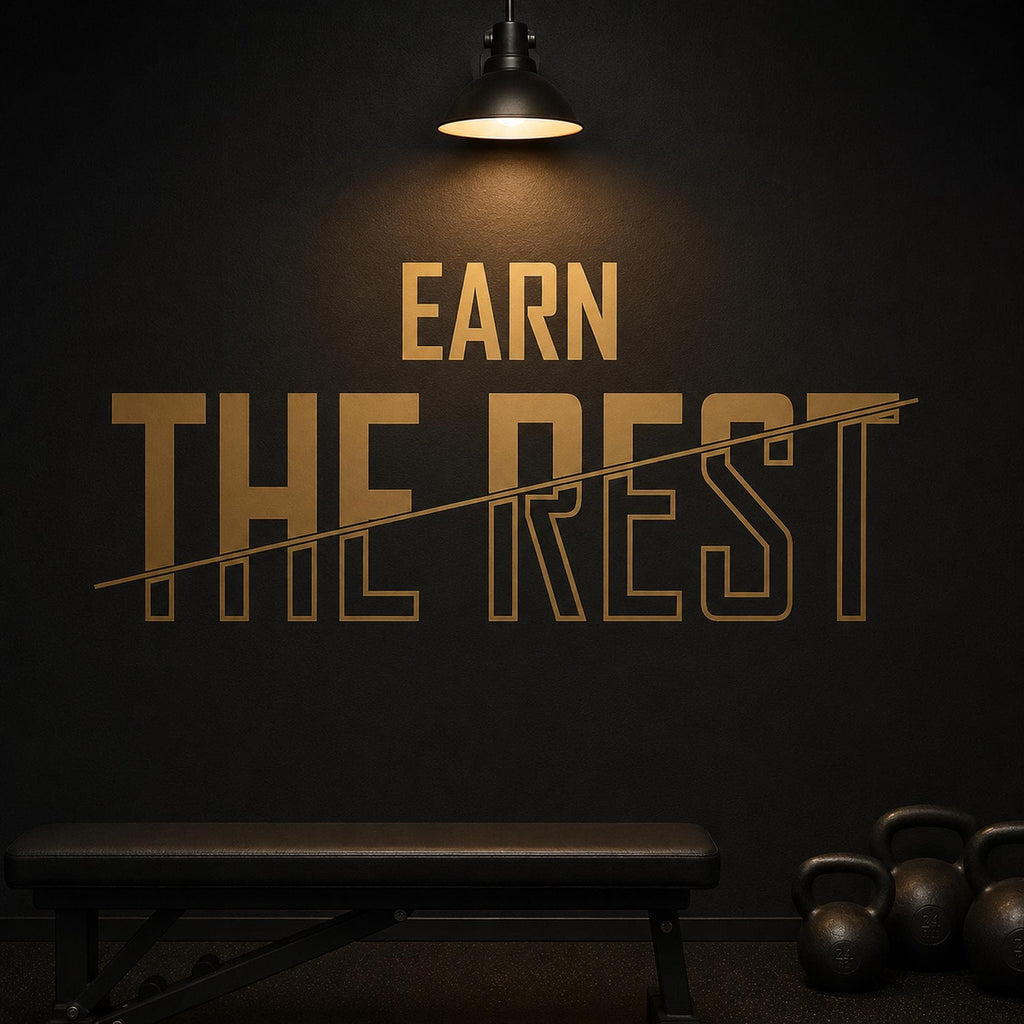 Earn The Rest Wall Decal, Hard Work Pays Off Gym Sign, Recovery Room Fitness Decor, Home Gym Vinyl Lettering