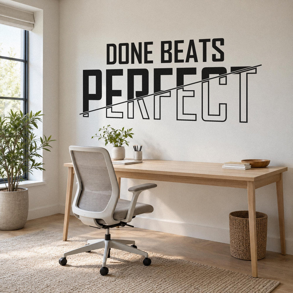 Done Beats Perfect Wall Decal, Motivational Wall Art for Office, Entrepreneur Office Sign, Startup Vinyl Lettering