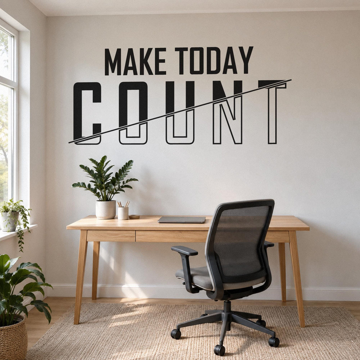 Make Today Count Wall Decal, Office Sign Vinyl Lettering, Motivational Wall Art, Home Office and Study Room Decor