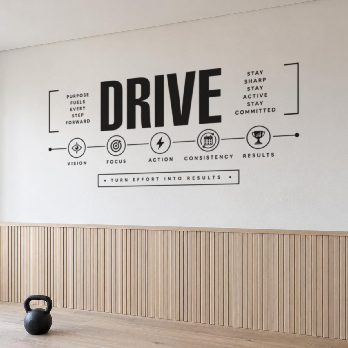 Gym Wall Decal Drive, Home Gym Wall Art, Motivational Timeline, Large Vinyl Lettering