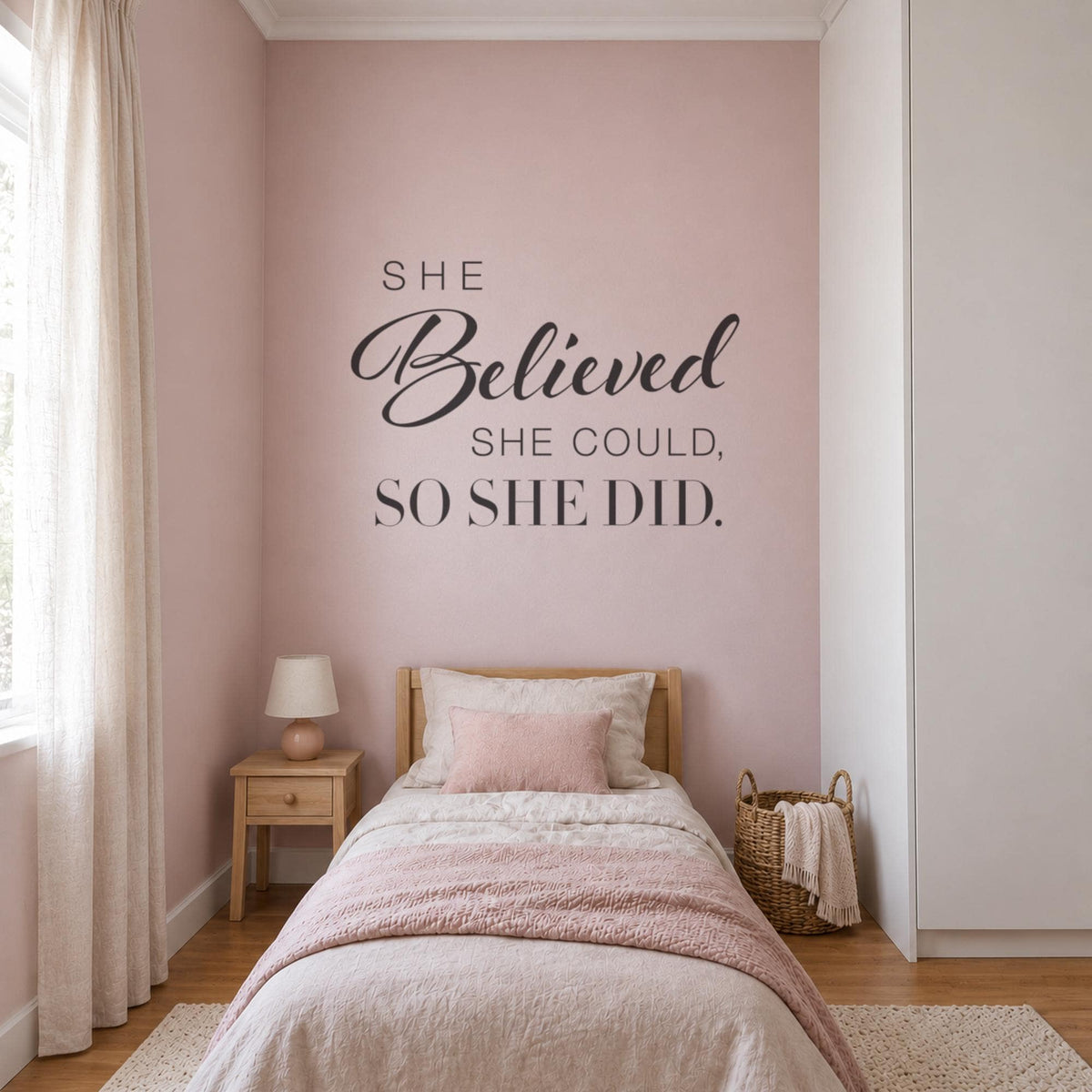 She Believed She Could So She Did Wall Decal, Girls Bedroom Decor, Nursery Wall Art