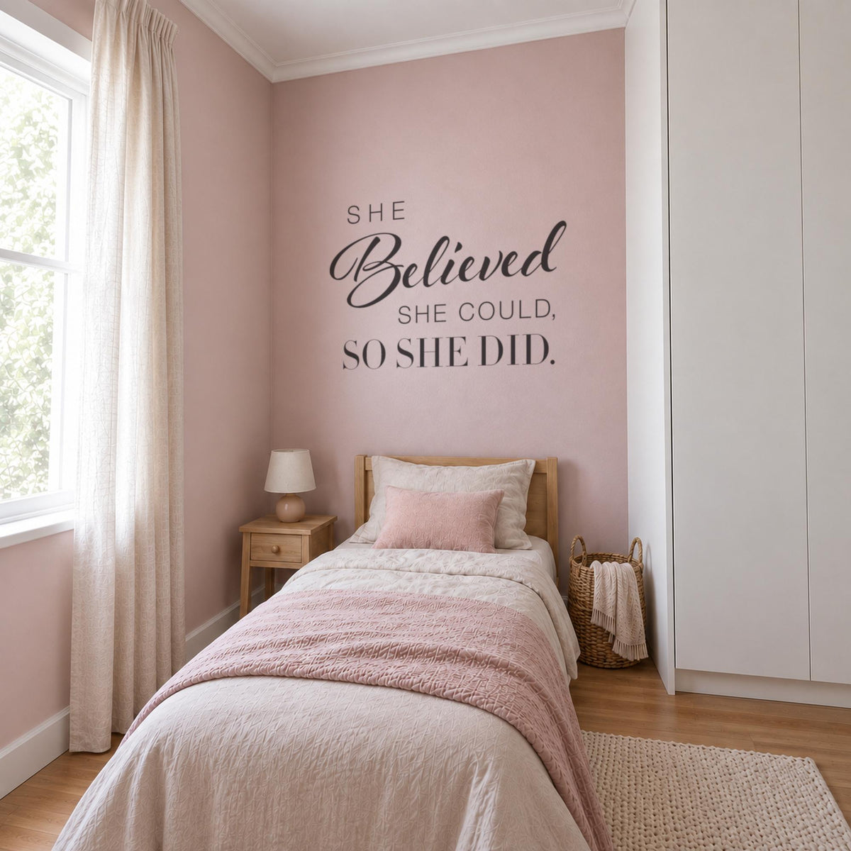 She Believed She Could So She Did Wall Decal, Girls Bedroom Decor, Nursery Wall Art