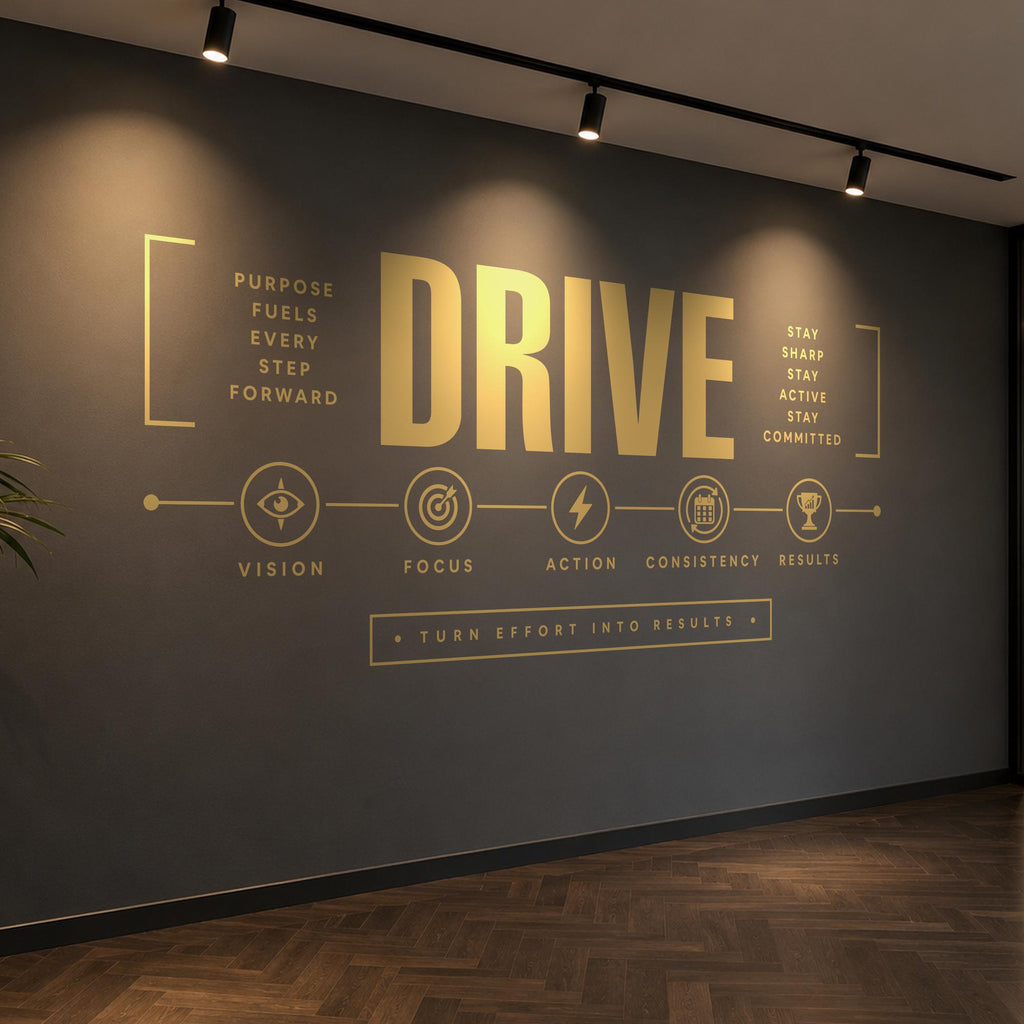 Drive Wall Decal, Team Motivation Office Sign, Business Timeline Wall Art, Conference Room Vinyl Lettering