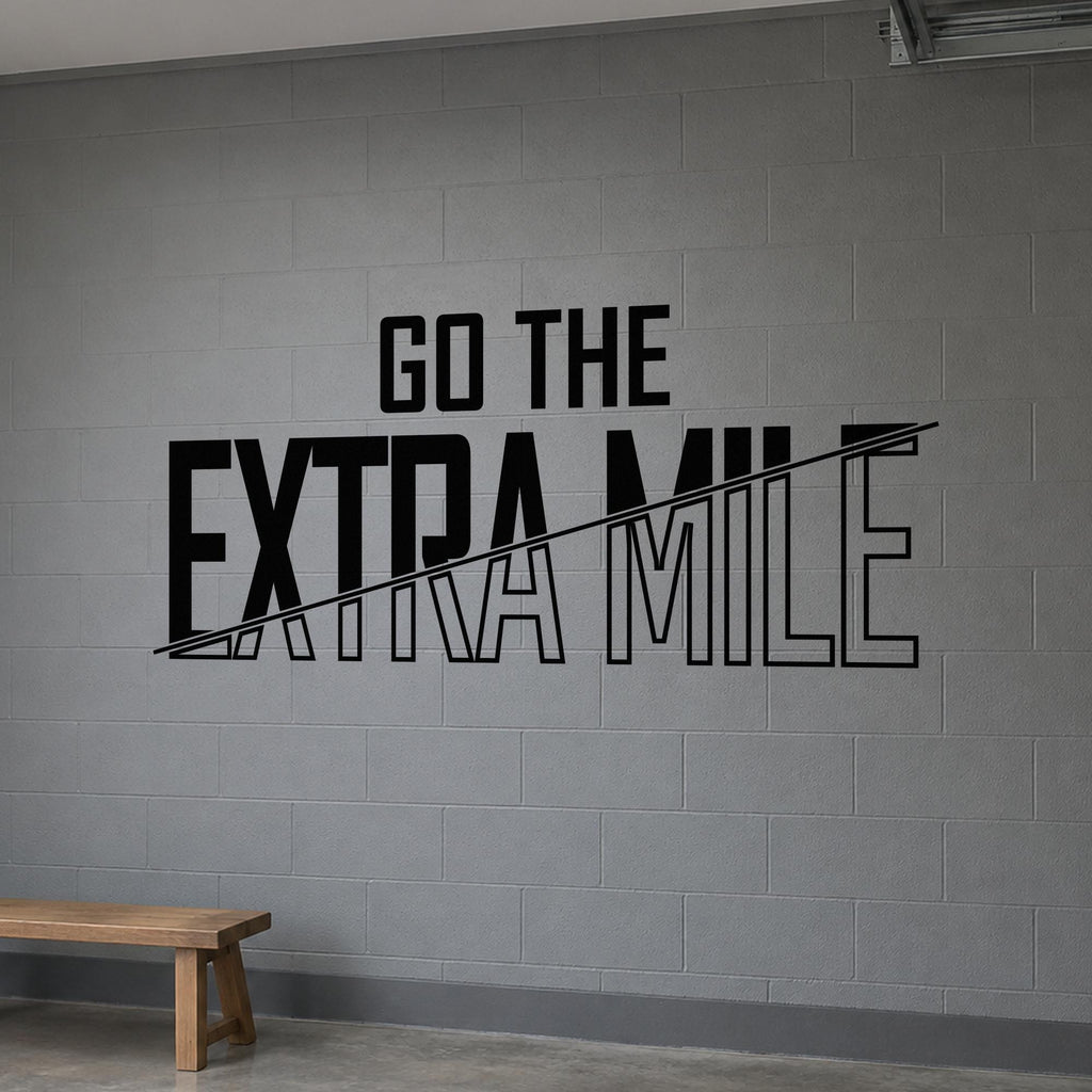 Go The Extra Mile Wall Decal, Motivational Gym Sign, Running and Fitness Wall Art, Athlete Gift Vinyl Lettering