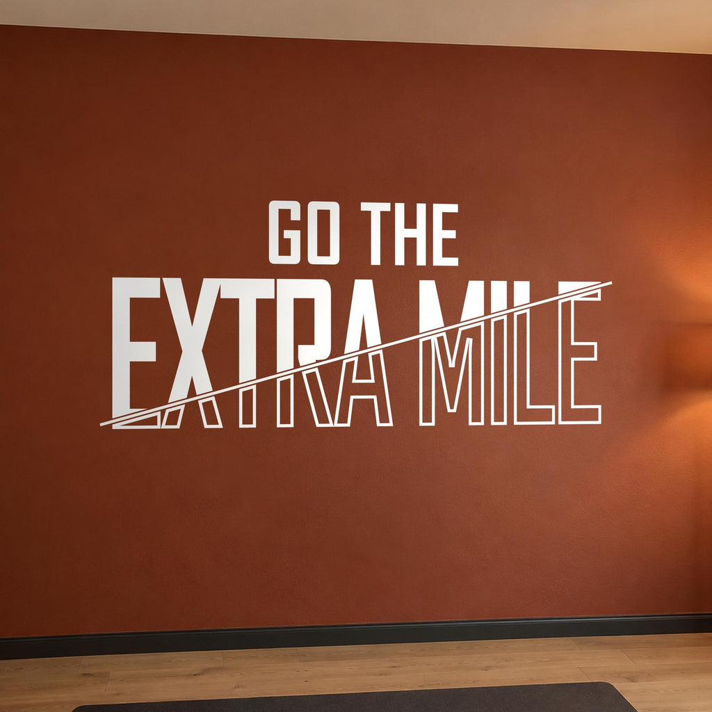 Go The Extra Mile Wall Decal, Motivational Gym Sign, Running and Fitness Wall Art, Athlete Gift Vinyl Lettering