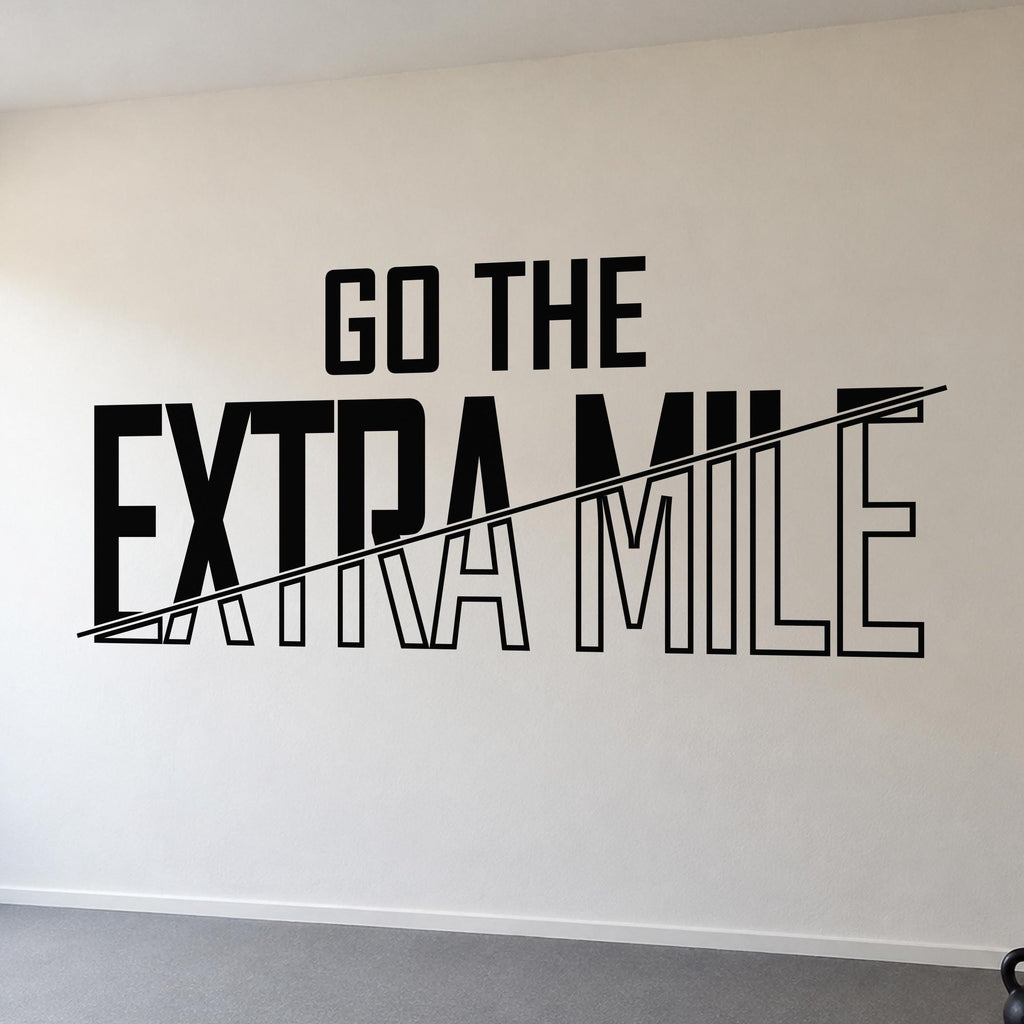 Go The Extra Mile Wall Decal, Motivational Gym Sign, Running and Fitness Wall Art, Athlete Gift Vinyl Lettering