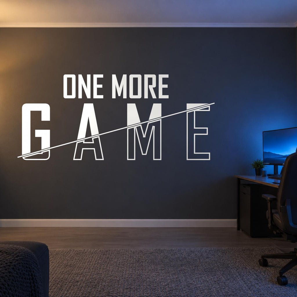 Gaming Wall Decal One More Game, Gamer Room Wall Art, Large Vinyl Lettering, Battlestation Decor