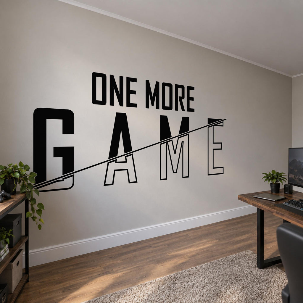 Gaming Wall Decal One More Game, Gamer Room Wall Art, Large Vinyl Lettering, Battlestation Decor
