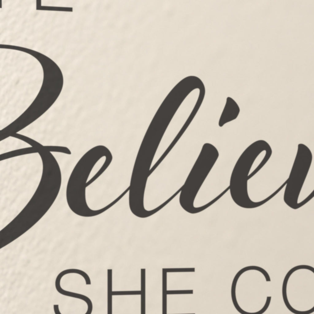 She Believed She Could So She Did Wall Decal, Girl Boss Office Sign, Women Empowerment Wall Art, Script Vinyl Quote