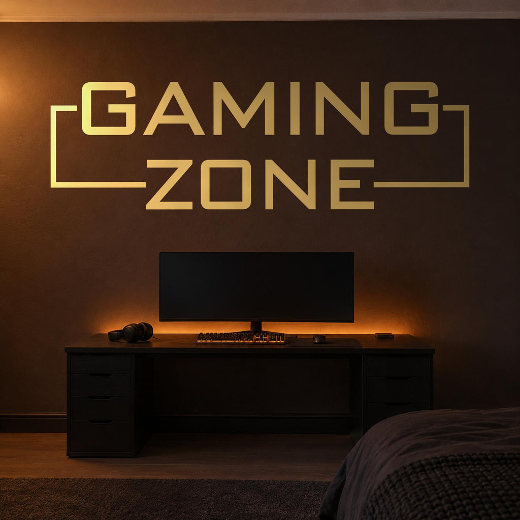 Battlestation Wall Decal Gaming Zone, Wide Gamer Room Banner, Vinyl Lettering, Esports Sign
