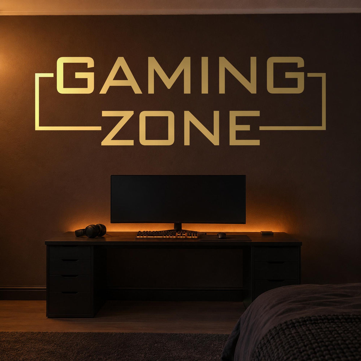 Battlestation Wall Decal Gaming Zone, Wide Gamer Room Banner, Vinyl Lettering, Esports Sign