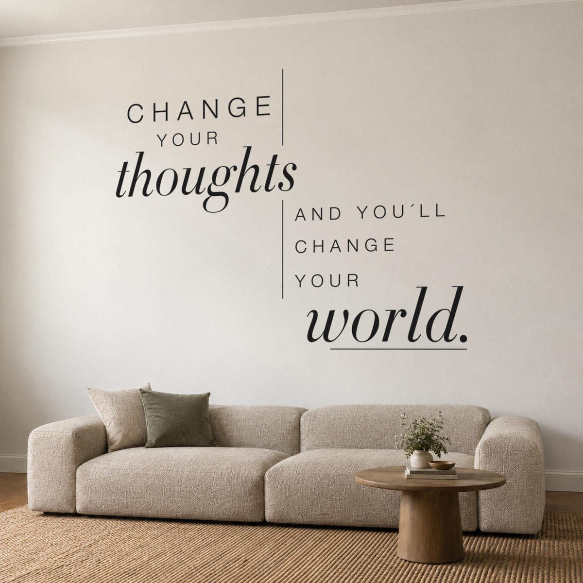 Change Your Thoughts Wall Decal, Inspirational Quote Wall Art, Bedroom Script Decor, Vinyl