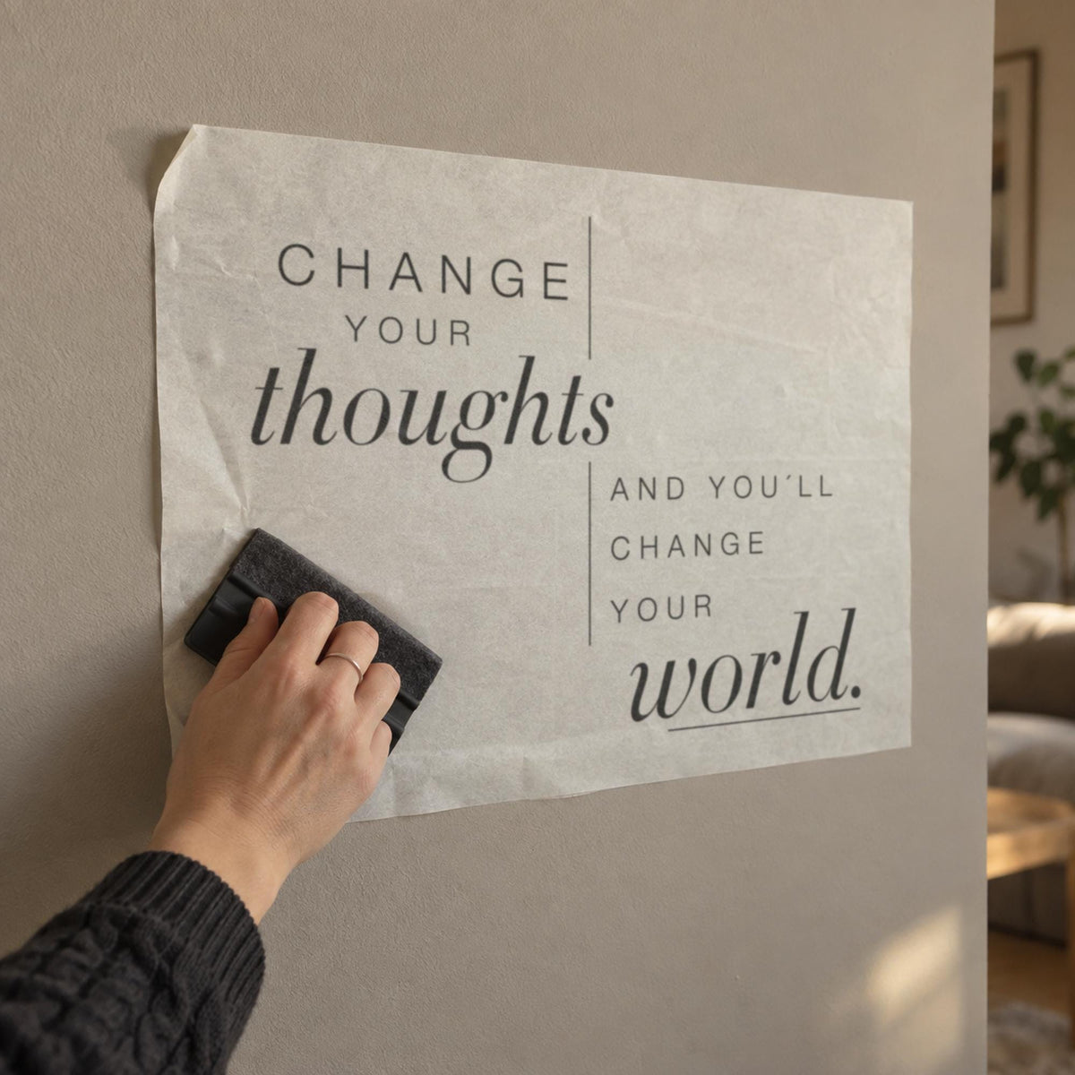 Change Your Thoughts Wall Decal, Inspirational Quote Wall Art, Bedroom Script Decor, Vinyl