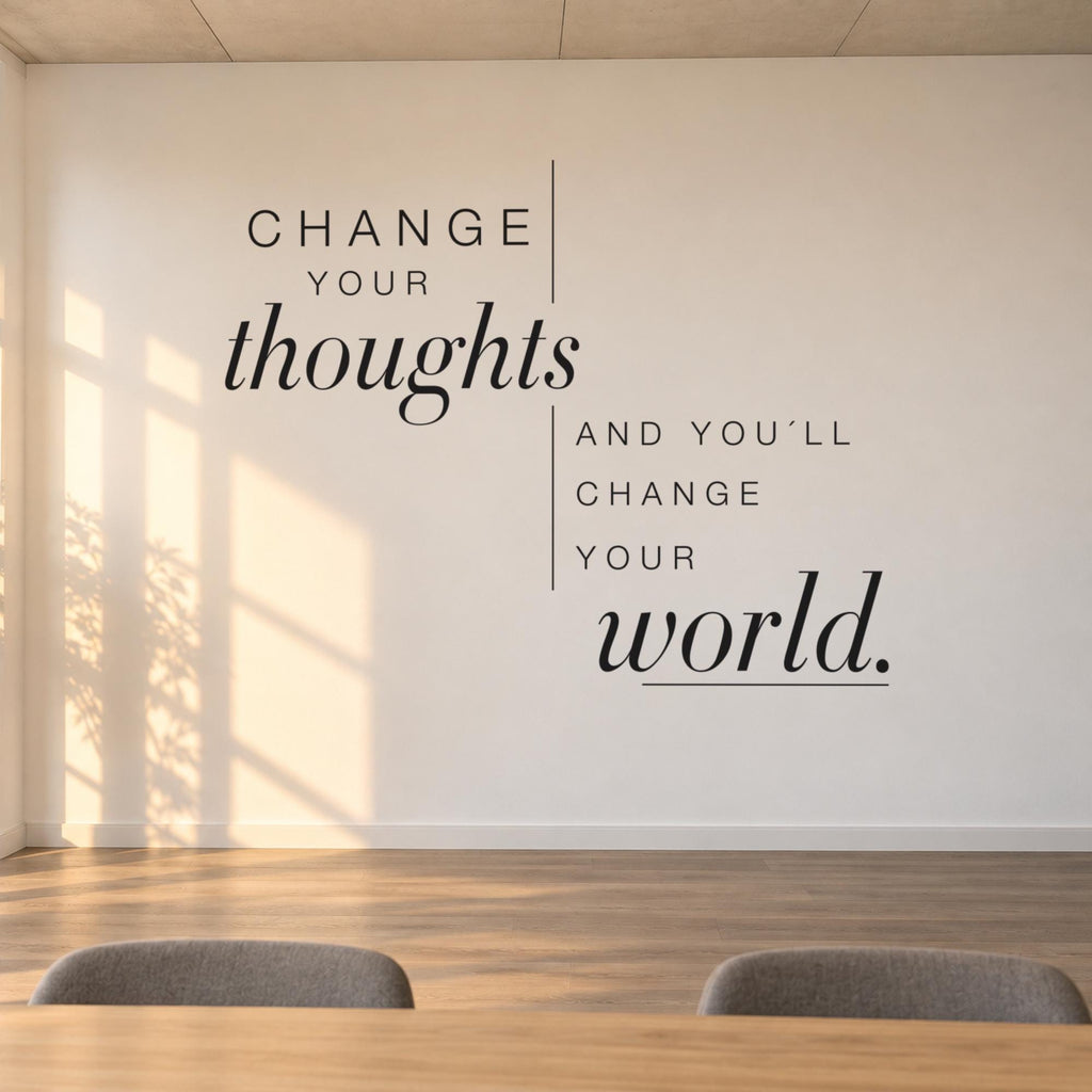 Change Your Thoughts Wall Decal, Growth Mindset Office Decor, Coworking Wall Quote, Vinyl