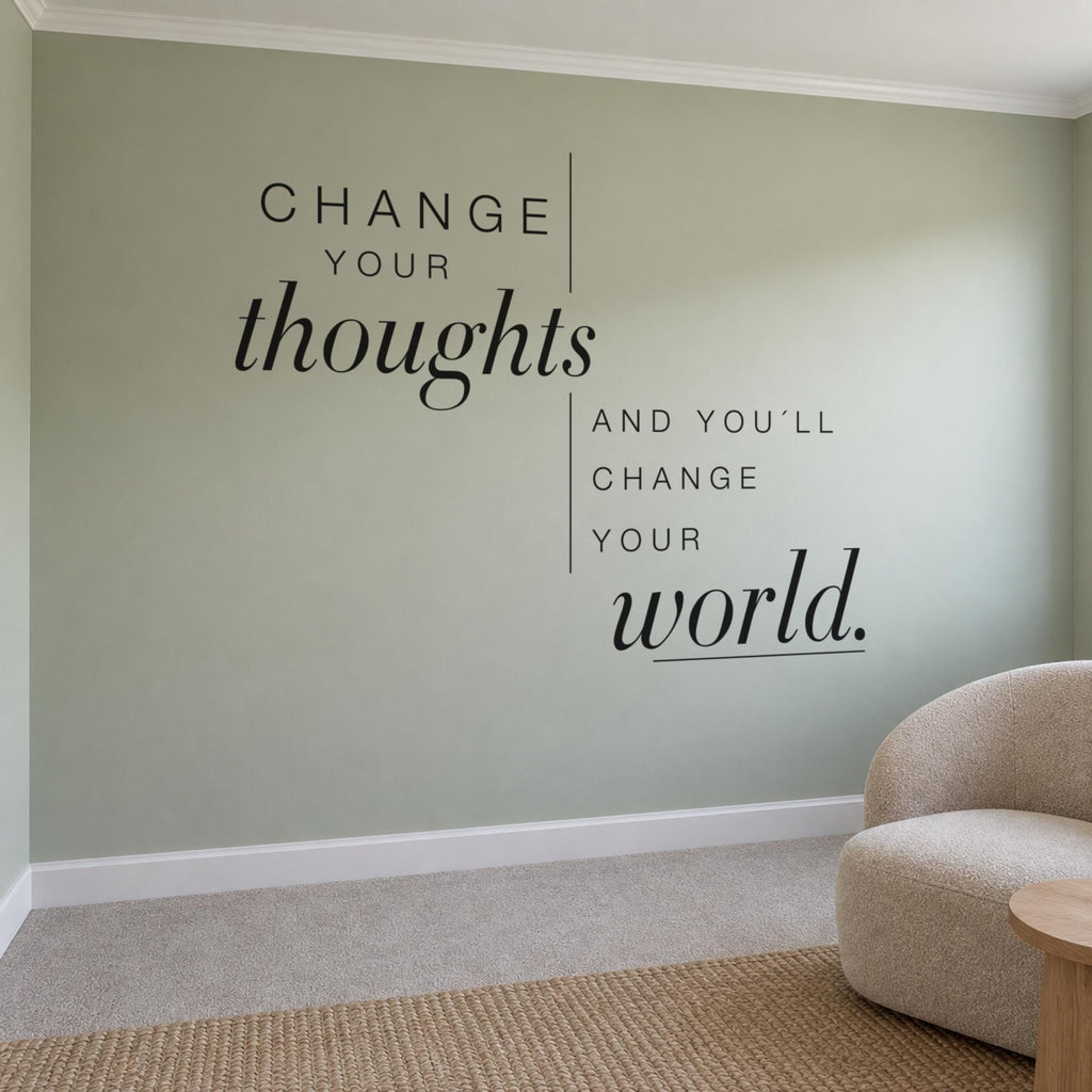 Change Your Thoughts Wall Decal, Growth Mindset Office Decor, Coworking Wall Quote, Vinyl