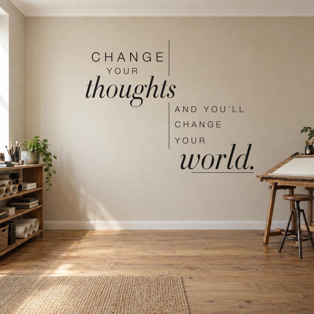 Change Your Thoughts Wall Decal, Growth Mindset Office Decor, Coworking Wall Quote, Vinyl