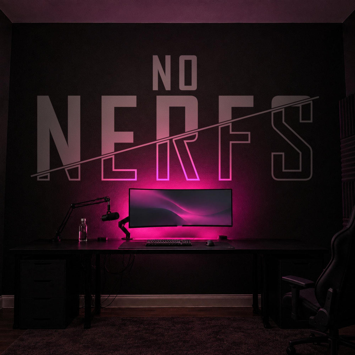 No Nerfs Wall Decal, Competitive Gamer Decor, Esports Room Sign, Vinyl Wall Quote