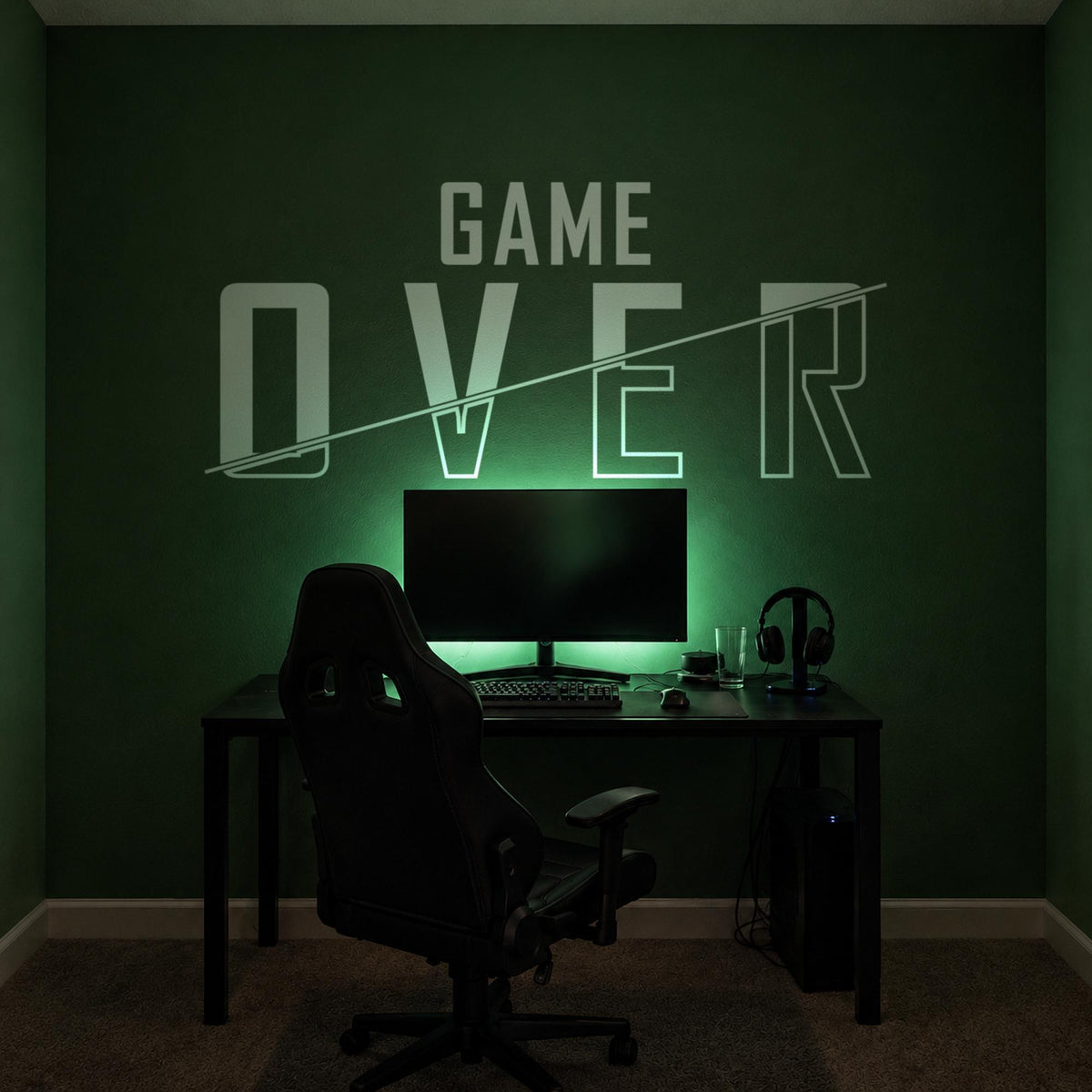 Game Over Wall Decal, Gamer Room Wall Art, Console Setup Decor, Vinyl Wall Sign