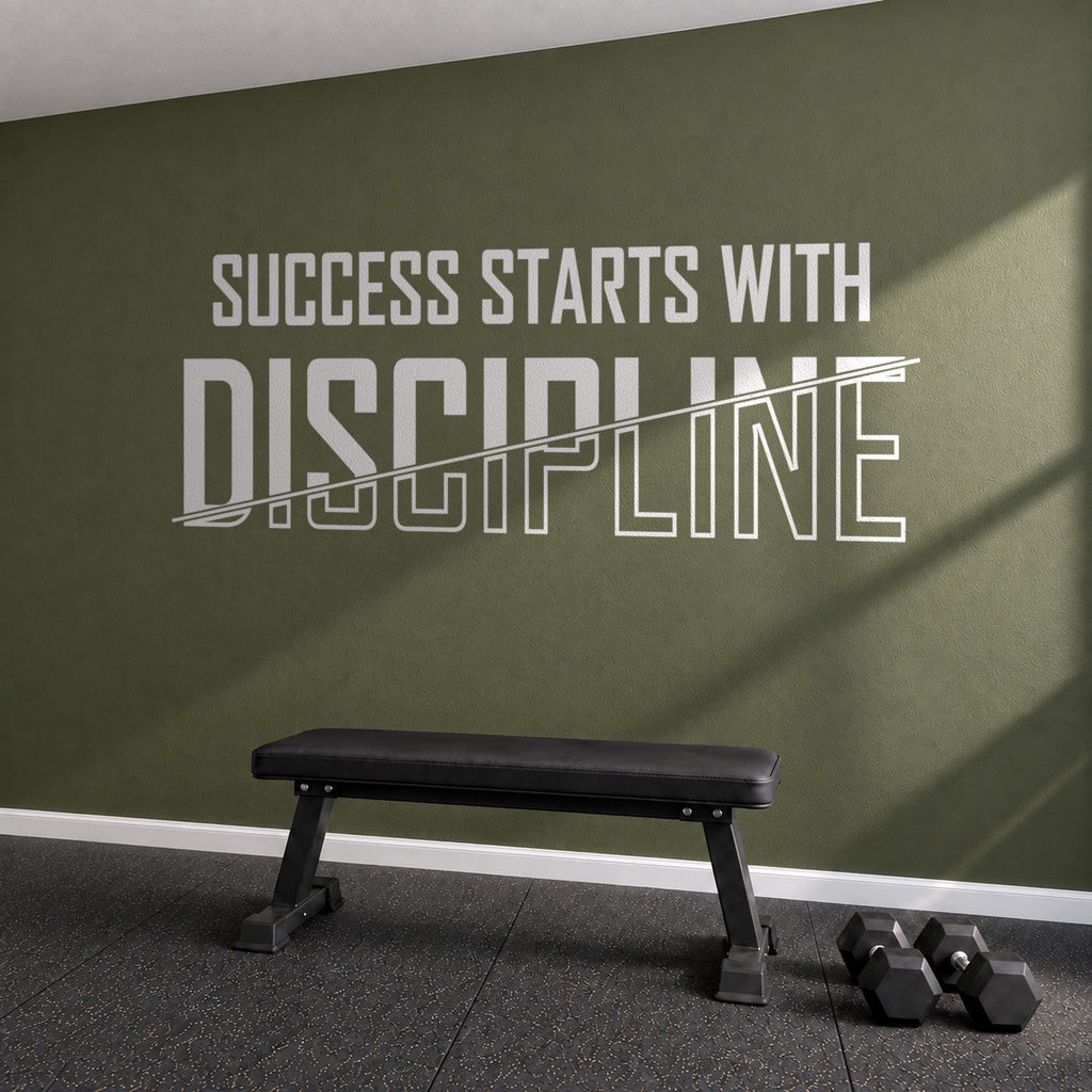 Success Starts With Discipline Wall Decal, Home Gym Wall Art, Large Vinyl Lettering