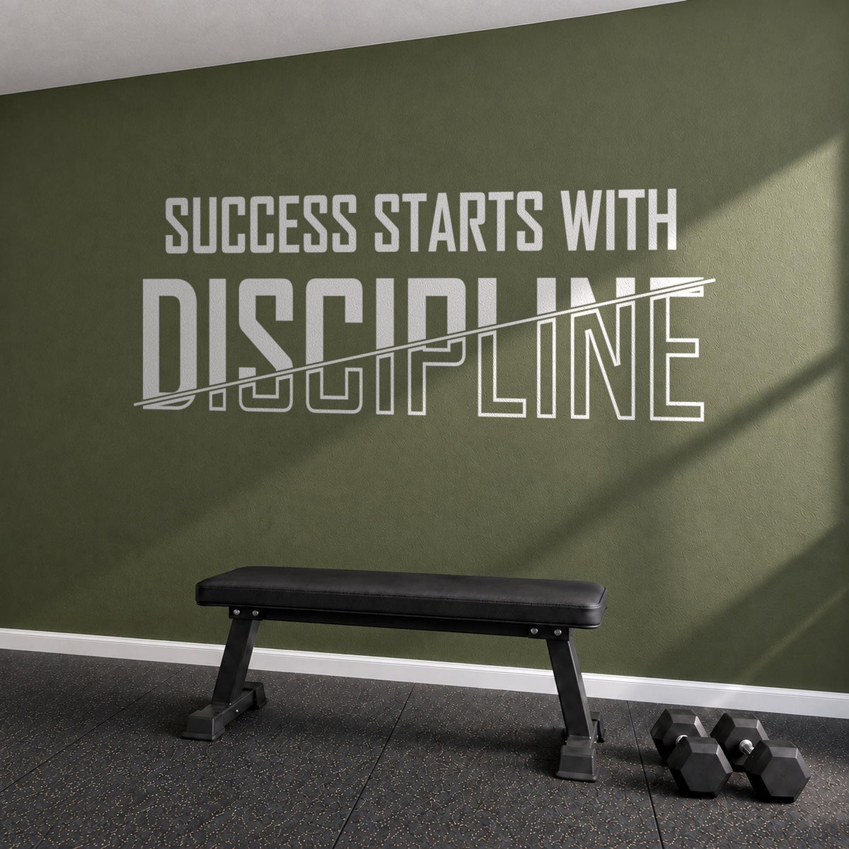 Success Starts With Discipline Wall Decal, Home Gym Wall Art, Large Vinyl Lettering