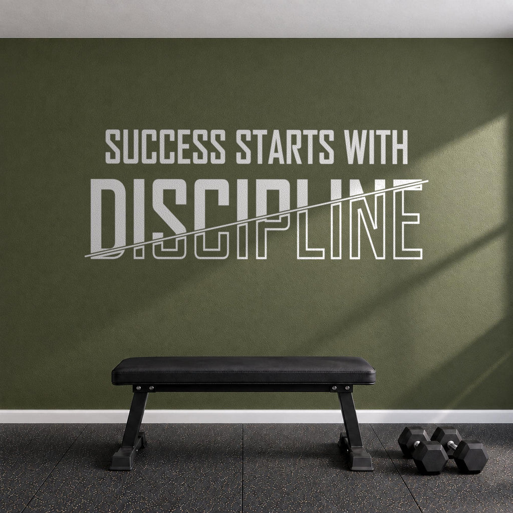 Success Starts With Discipline Wall Decal, Home Gym Wall Art, Large Vinyl Lettering