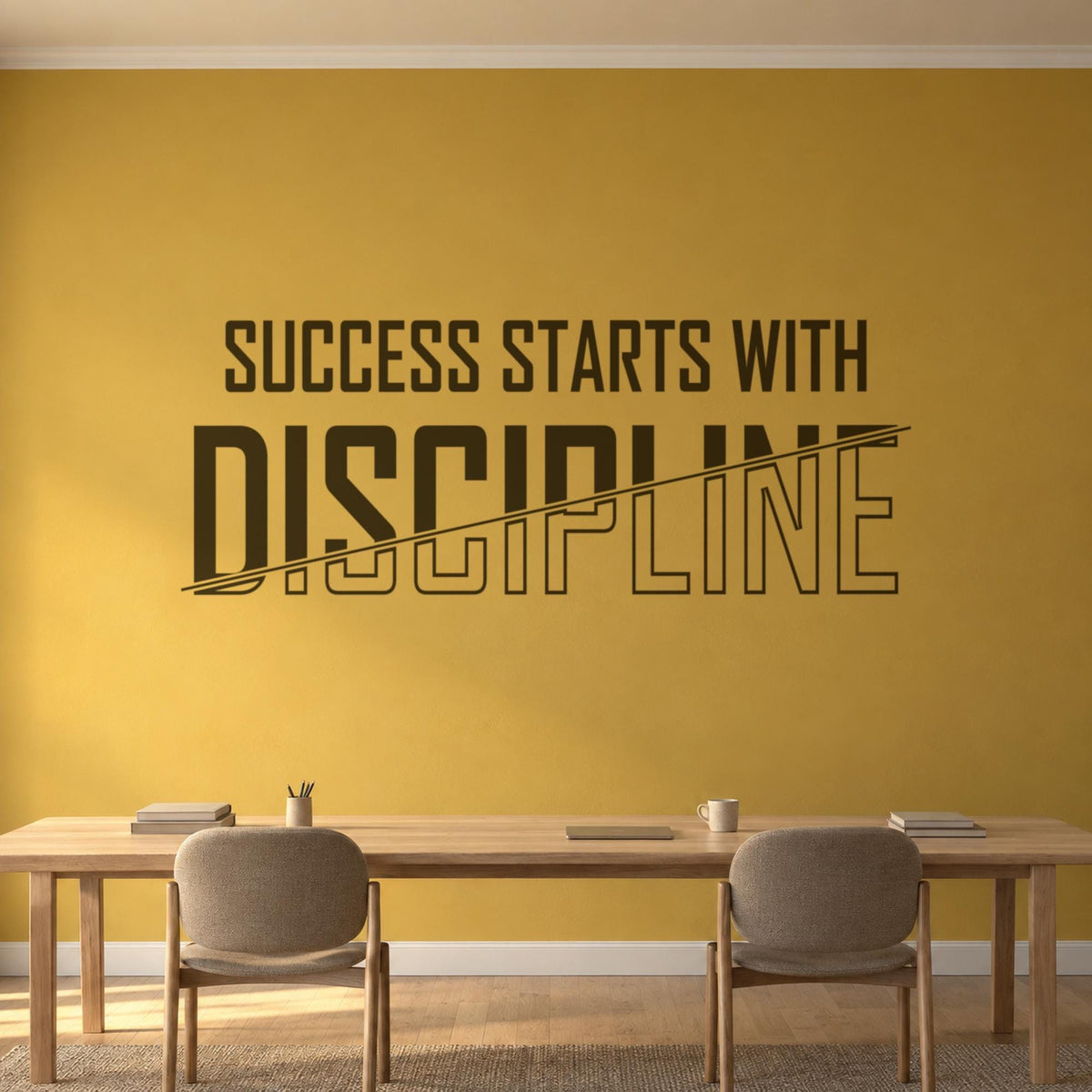 Success Starts With Discipline Decal, Office Wall Quote, Motivational Vinyl Sign