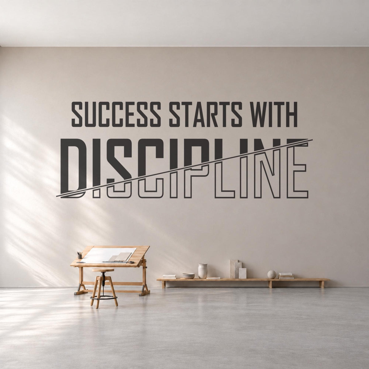 Success Starts With Discipline Decal, Office Wall Quote, Motivational Vinyl Sign