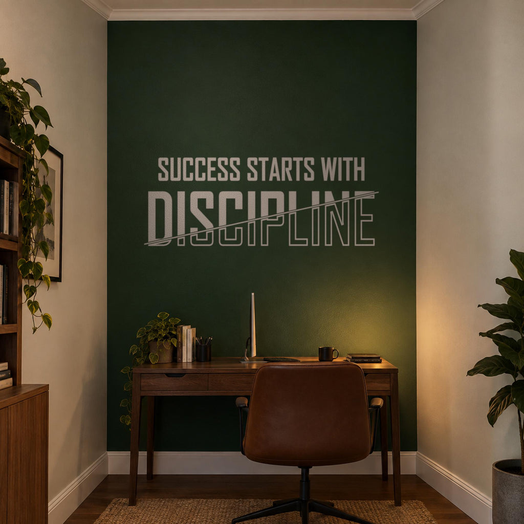 Success Starts With Discipline Decal, Office Wall Quote, Motivational Vinyl Sign