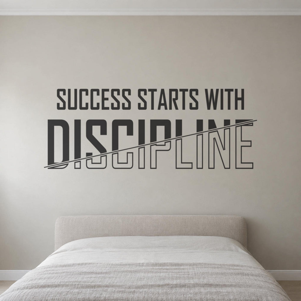 Success Starts With Discipline Wall Decal, Bold Motivational Quote, Study Room Decor