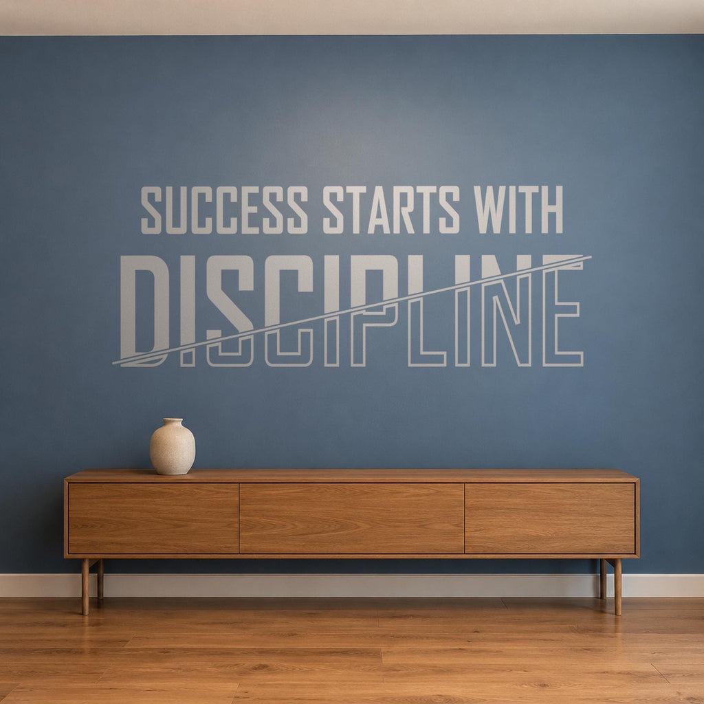 Success Starts With Discipline Wall Decal, Bold Motivational Quote, Study Room Decor