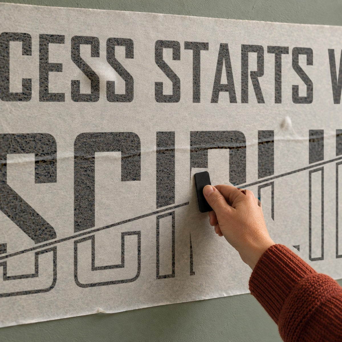 Success Starts With Discipline Wall Decal, Bold Motivational Quote, Study Room Decor