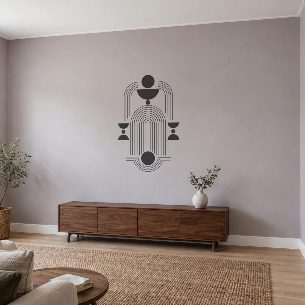 Geometric Harmony Wall Decal, Modern Abstract Arch Wall Art, Large Minimalist Vinyl Decor