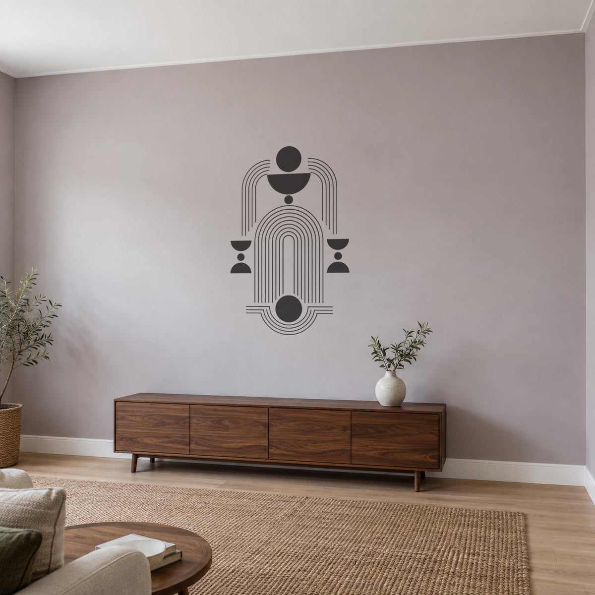Geometric Harmony Wall Decal, Modern Abstract Arch Wall Art, Large Minimalist Vinyl Decor